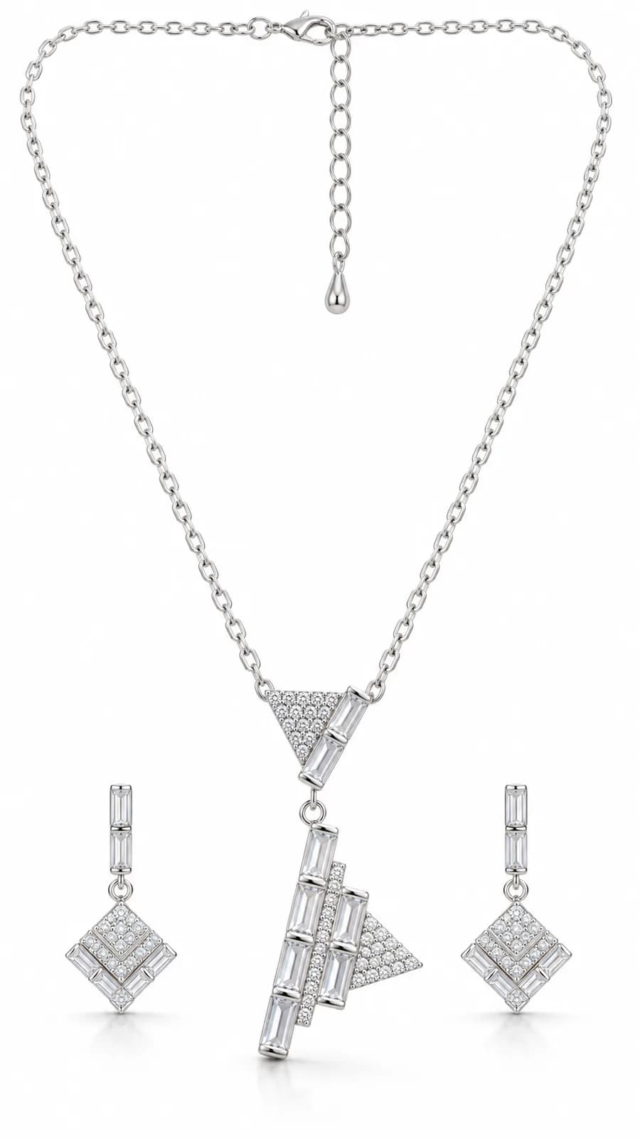 Silver Geometric Elegance set