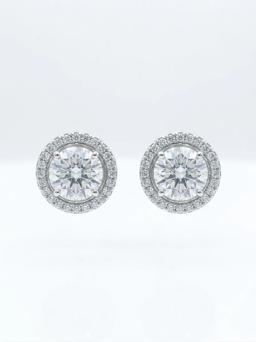 round halo stud earrings