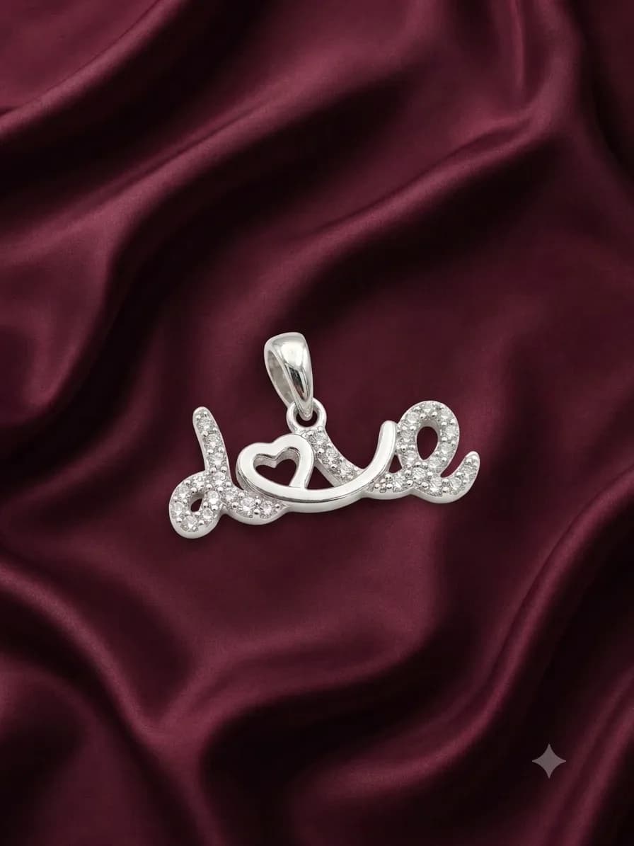 Script "Love" Pave Pendant