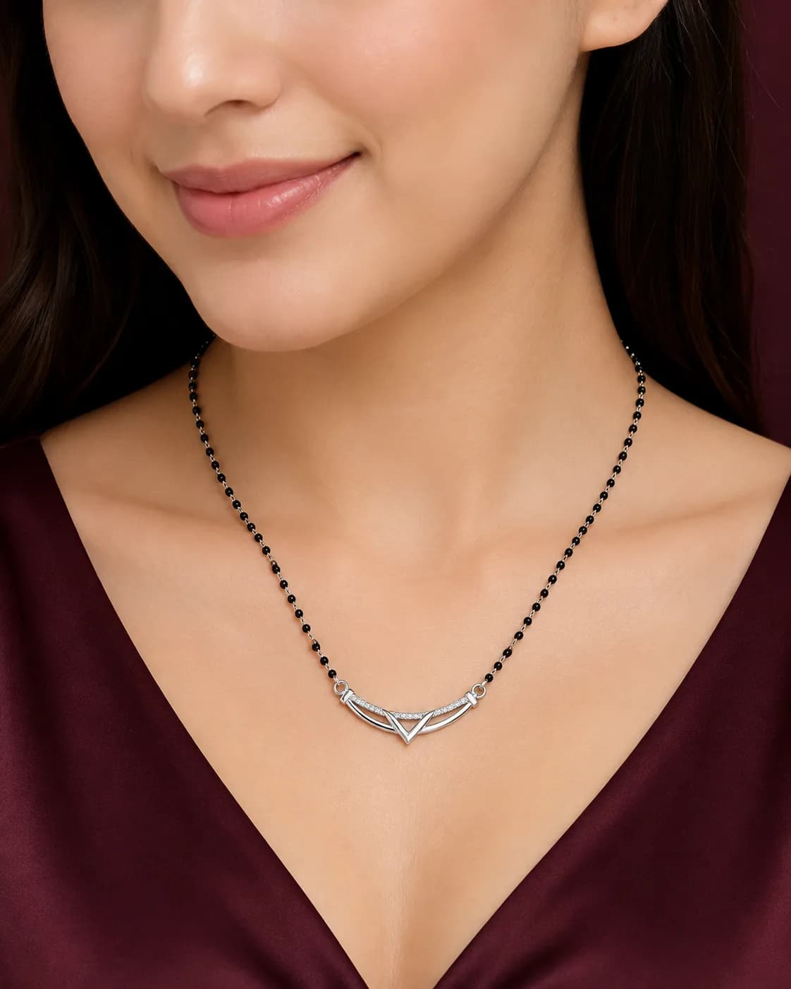 V-Shaped Elegance 925 Sterling Silver Mangalsutra