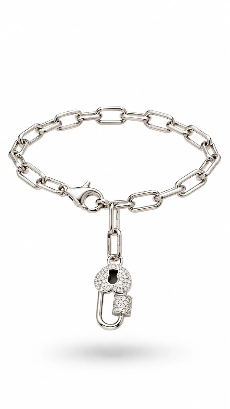Silver Lock Charm Bracelet