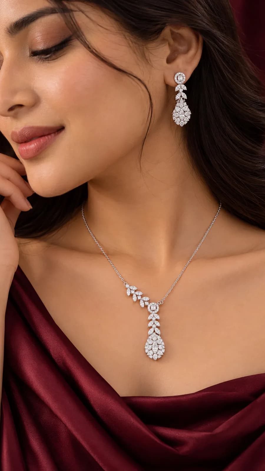 Celestial Leaf Cascade Necklace & Earring Set