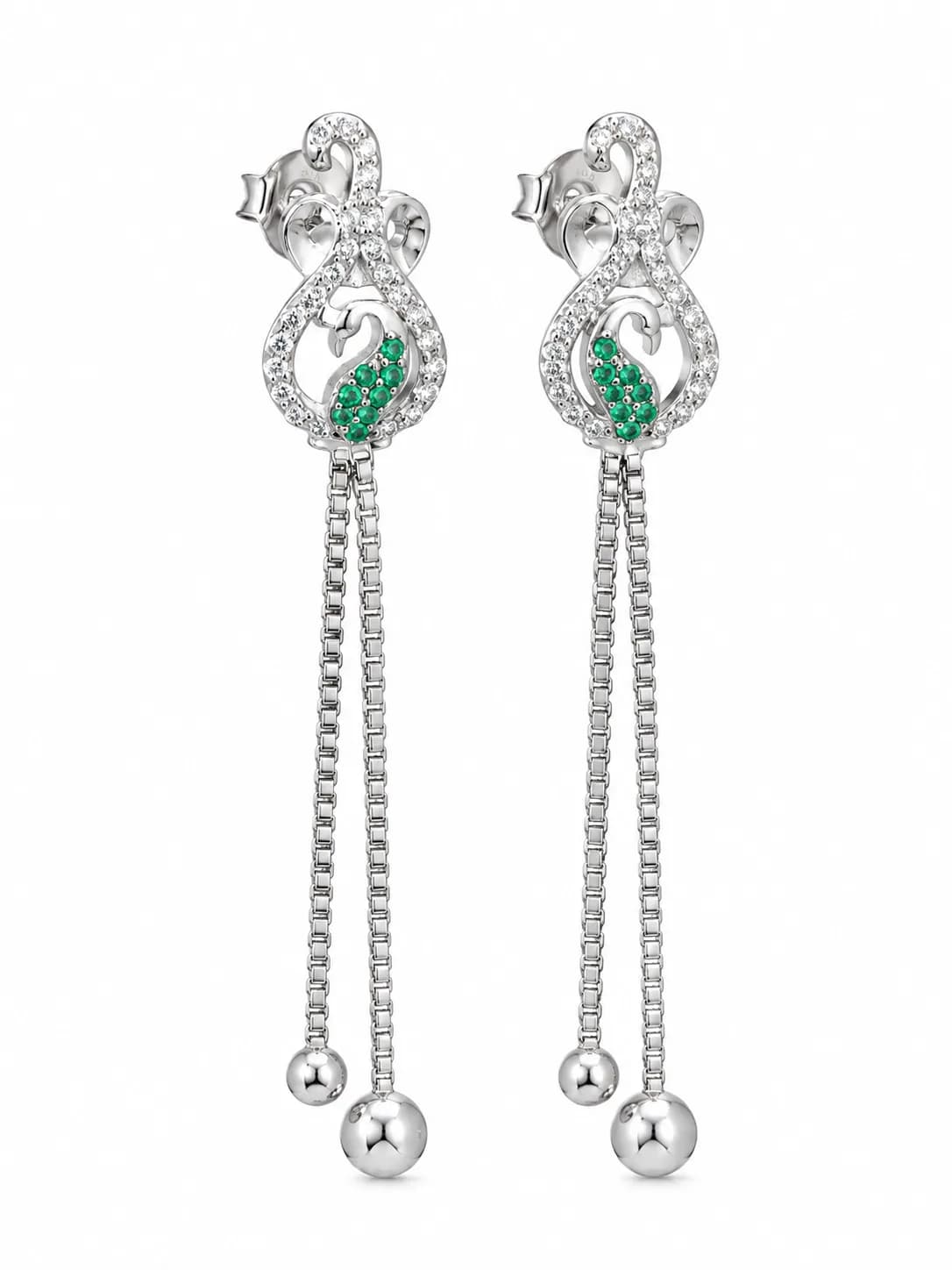 Silver Emerald Cascade Earring