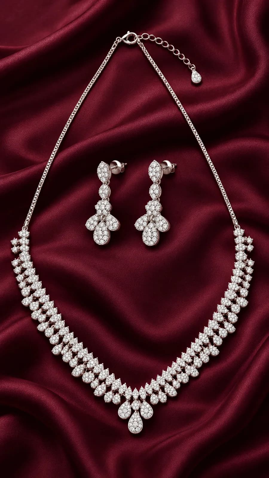 Lustrous Leaf Cascade Necklace Set