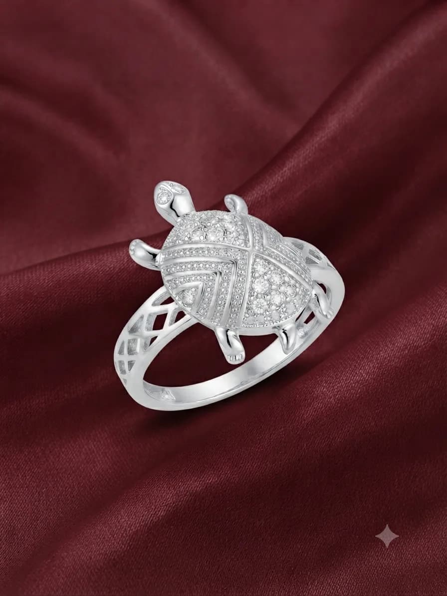 Silver Radiance Turtle Ring