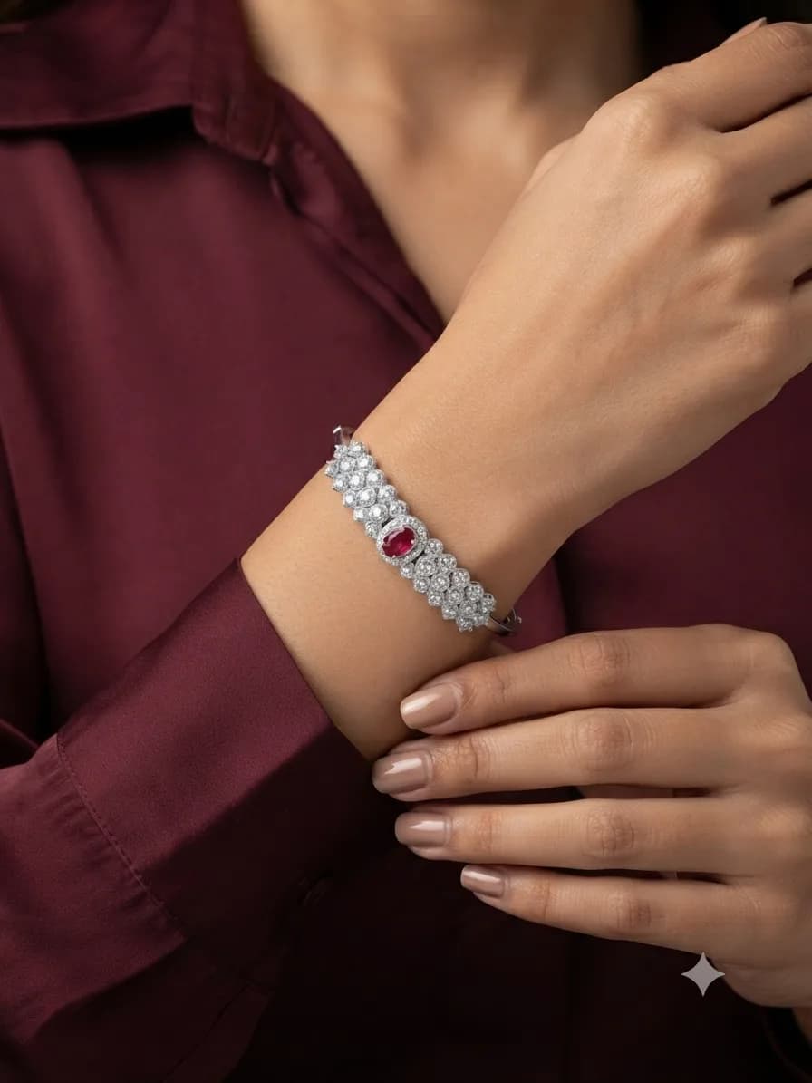 Celeste Ruby Blossom Bangle