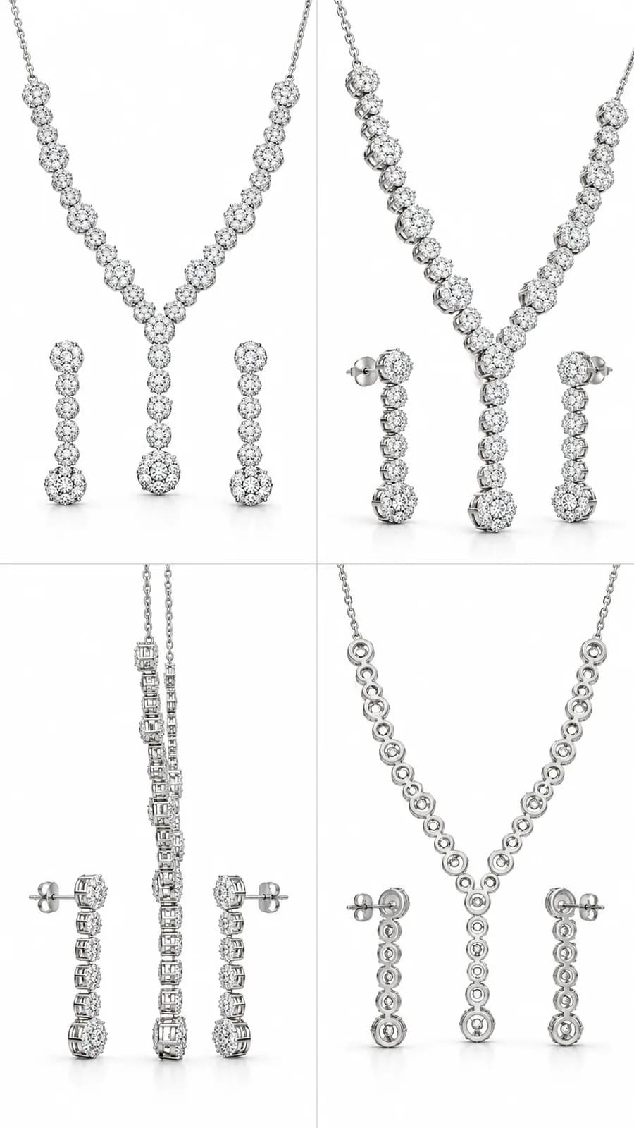 Floral Drop Silver Jewelry Set
