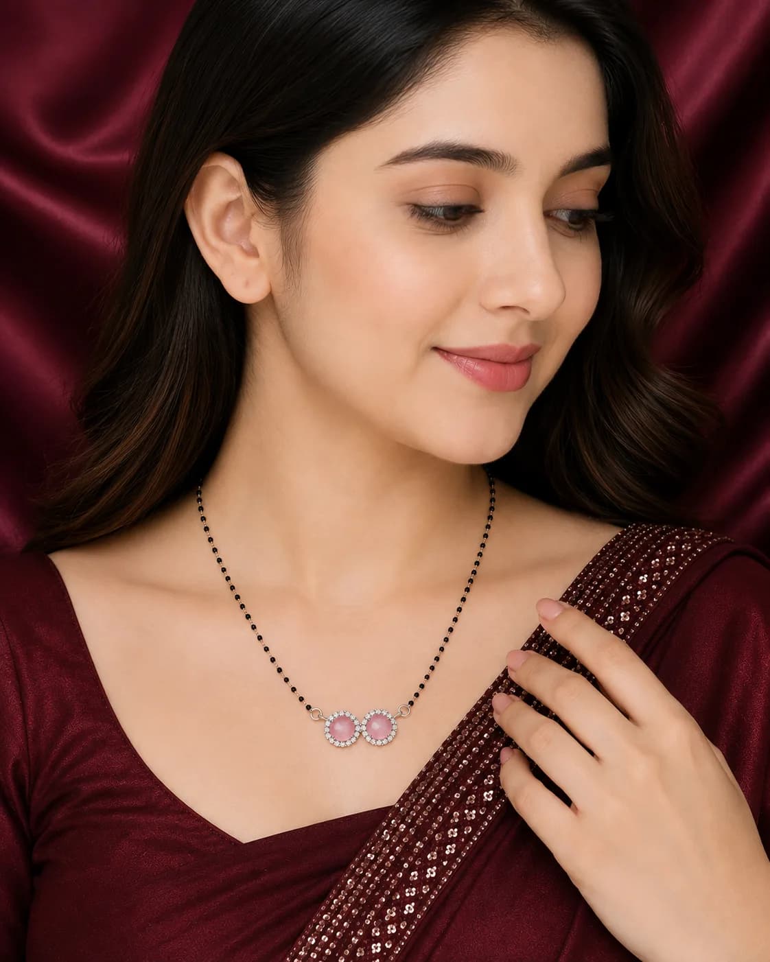 Blush Twin Halo 925 Sterling Silver Mangalsutra
