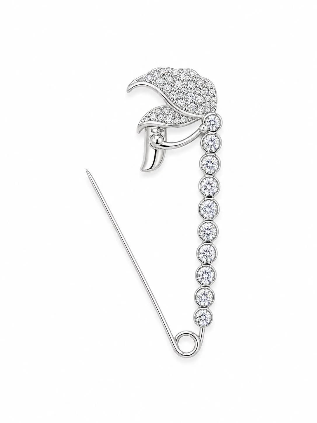 Crystal Leaf Elegance Saree Pin