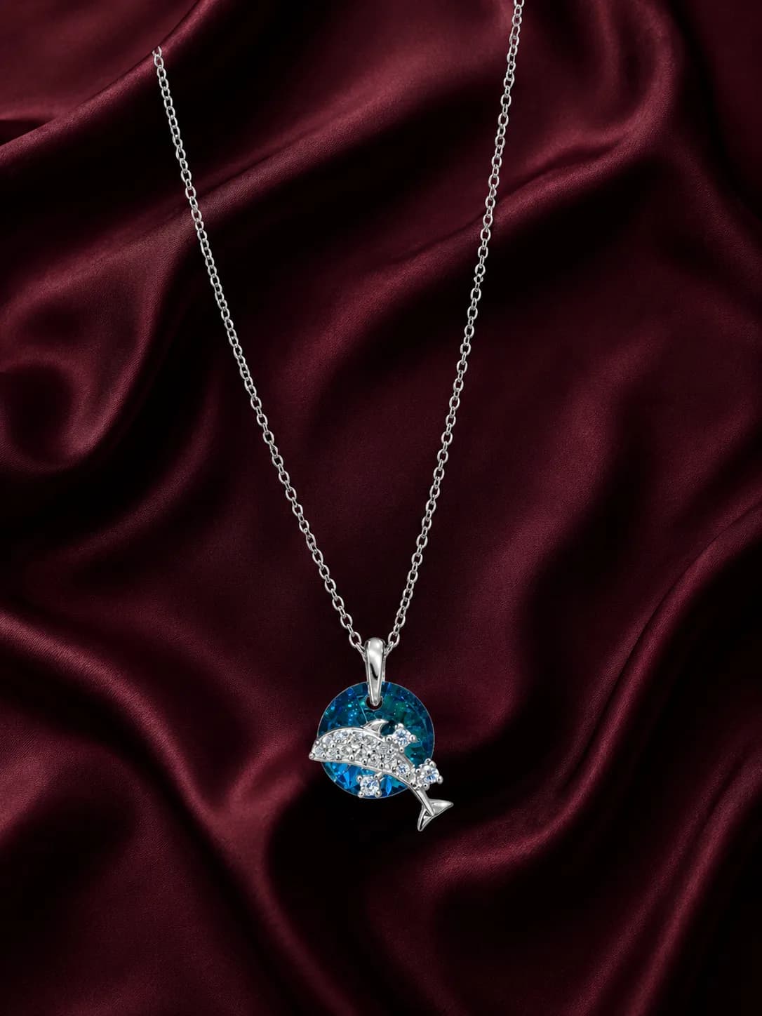 Blue Crystal Dolphin Necklace