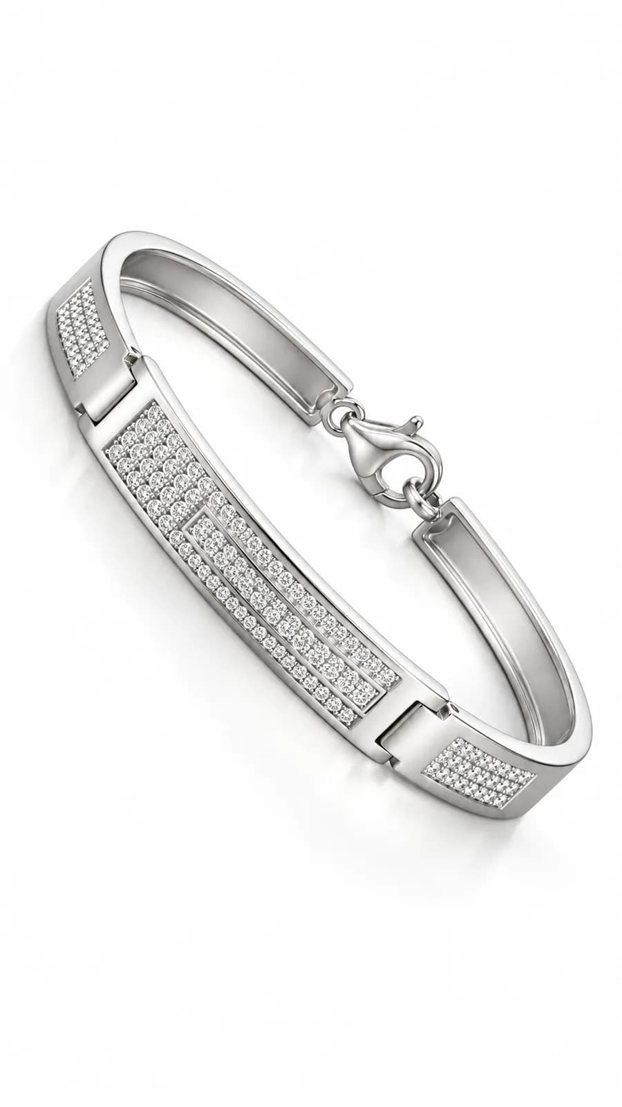 Pavé Luxe Geometric Sterling Silver Bracelet