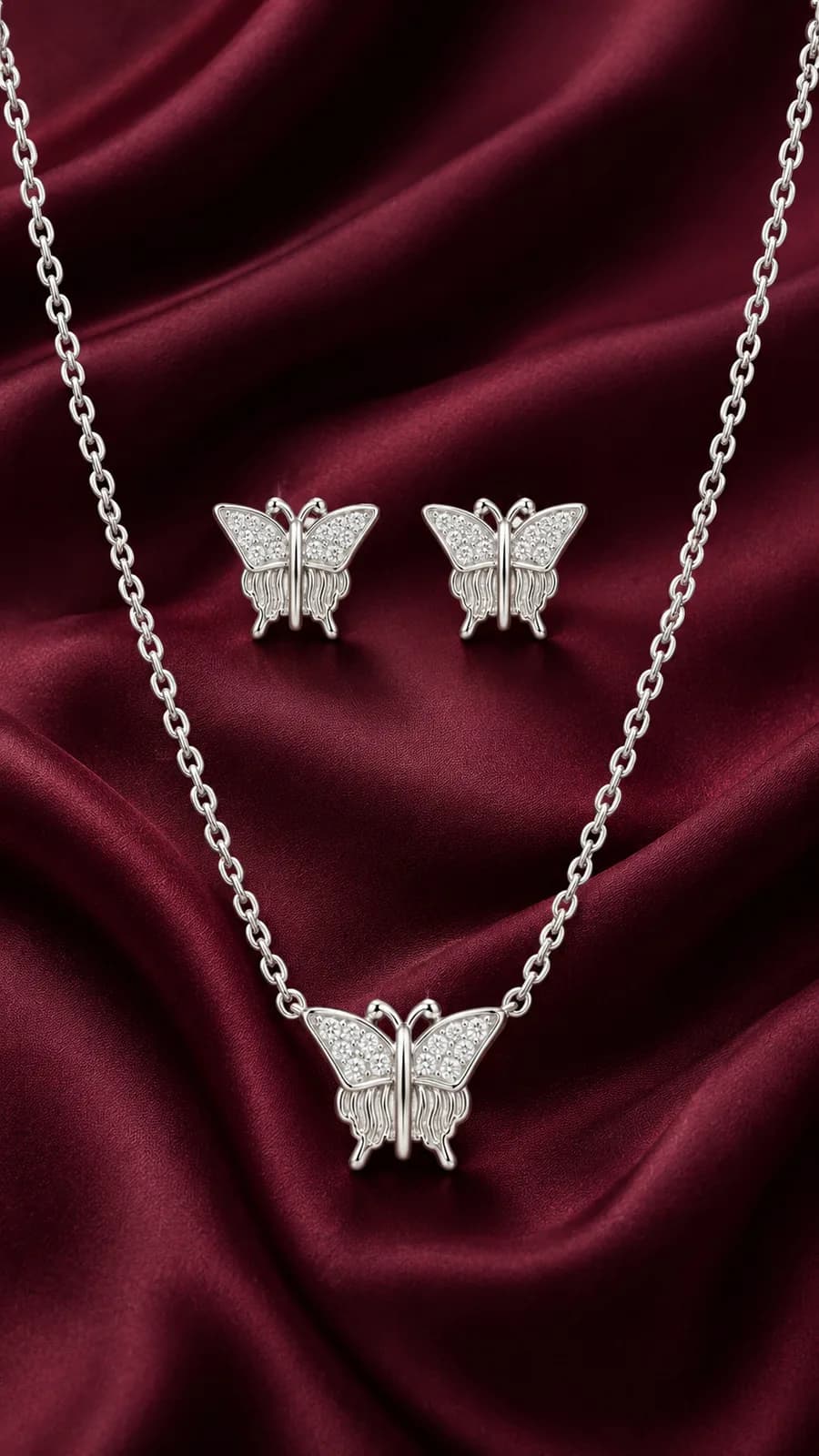 Silver Butterfly Elegance Necklace