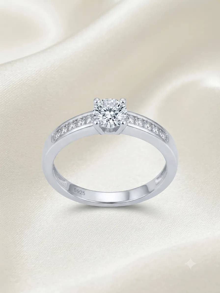 Silver Solitaire Ring