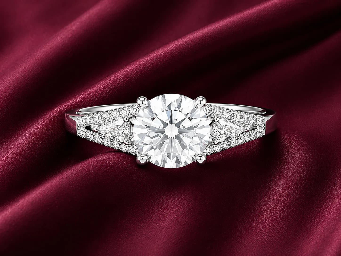 Luxury Round Stone Silver Ring
