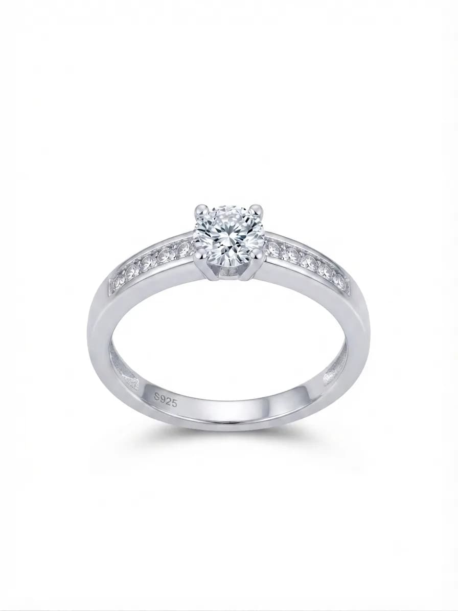 Silver Solitaire Ring