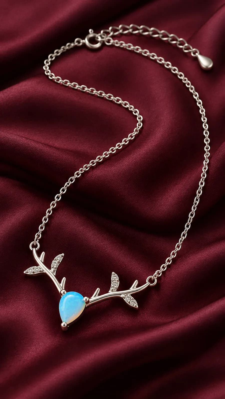 Celestial Antler Blue Opal Pendant
