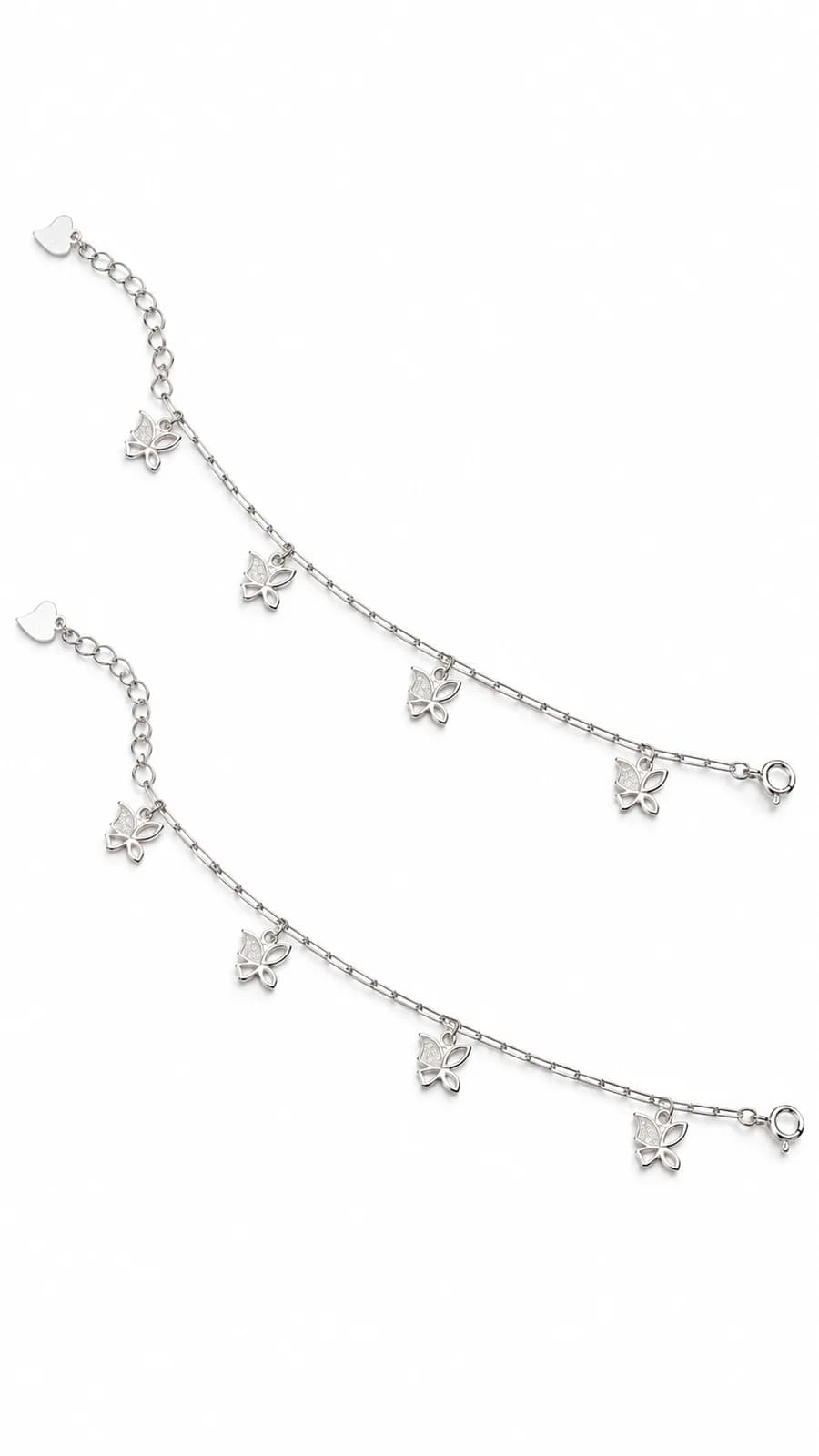 Silver Butterfly Charm Anklet