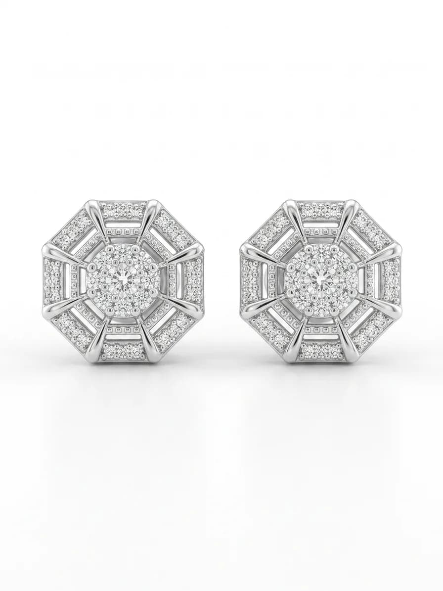 Hexa Radiance Stud Earrings