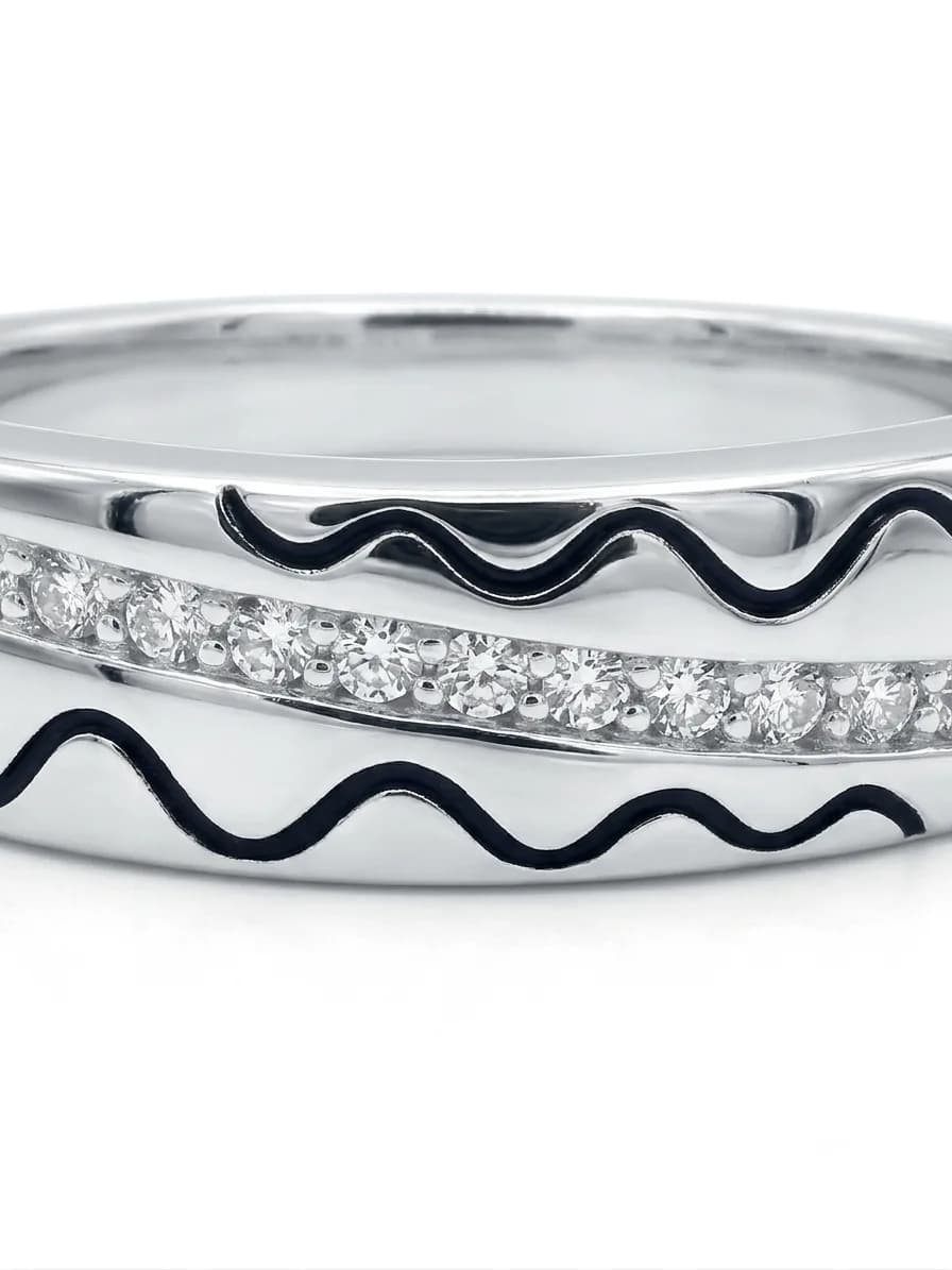 Silver Wavy Pave Ring