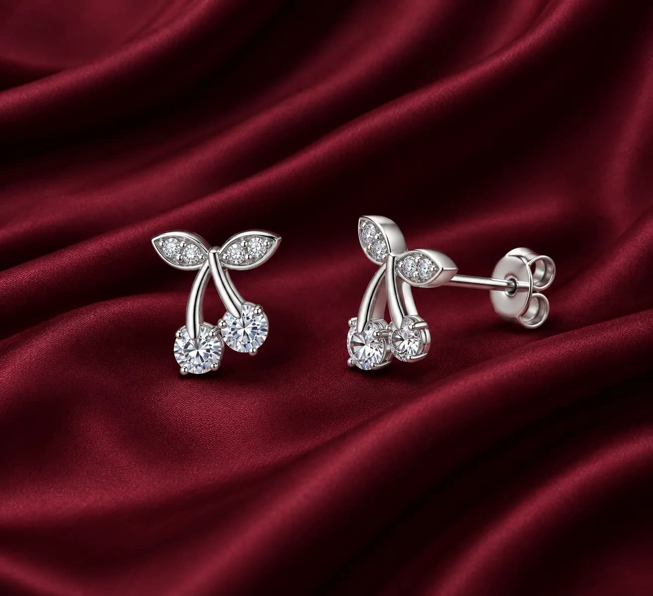 Silver Cherry Sparkle Earring
