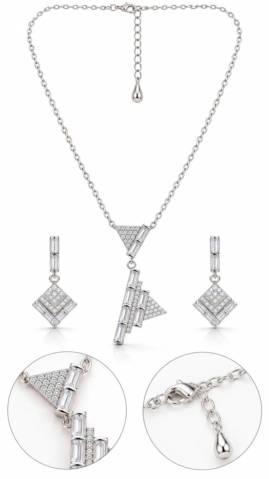 Silver Geometric Elegance set