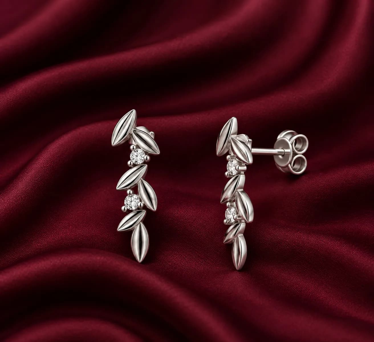 Silver Botanical Drop Earring
