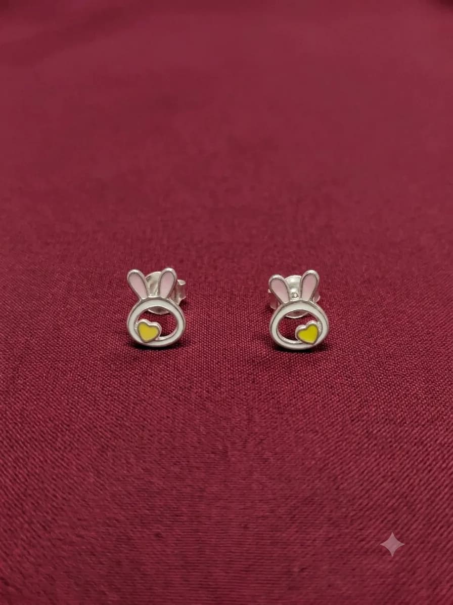 Silver Bunny Stud Earrings