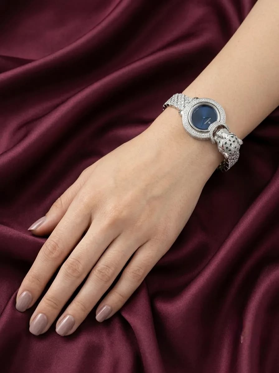 Luxury Panther Pavé Diamond Bracelet Watch