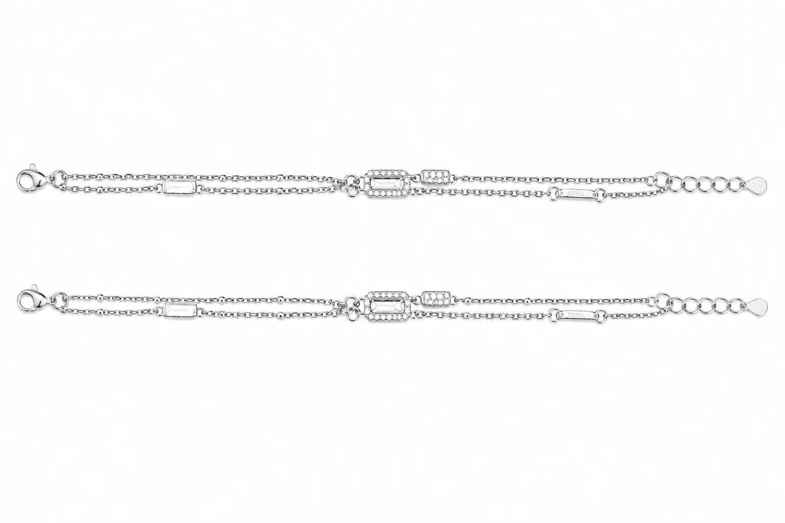 Elegant Double Layer Rectangle Charm Anklet