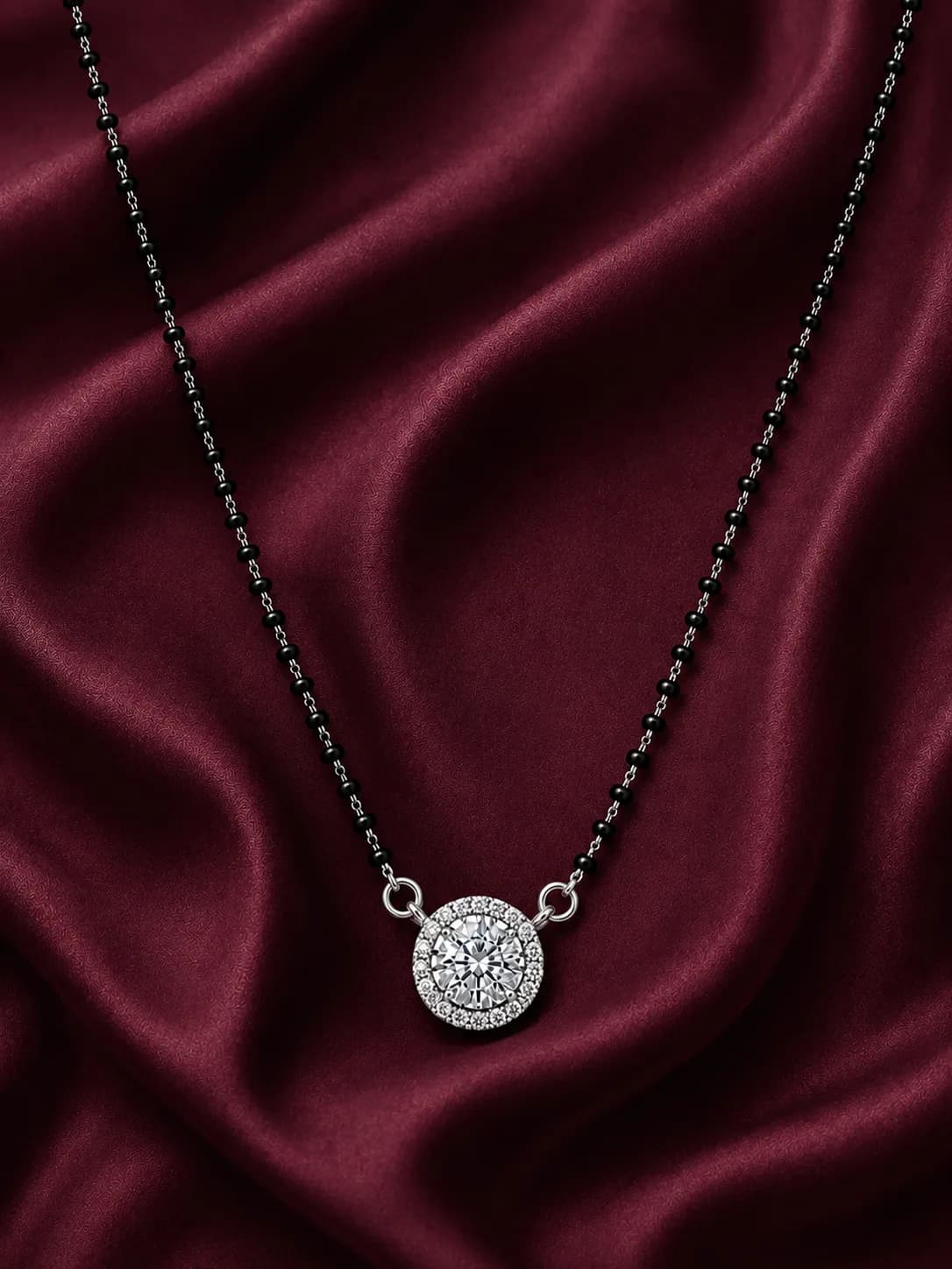 Radiant Round Solitaire 925 Sterling Silver Mangalsutra