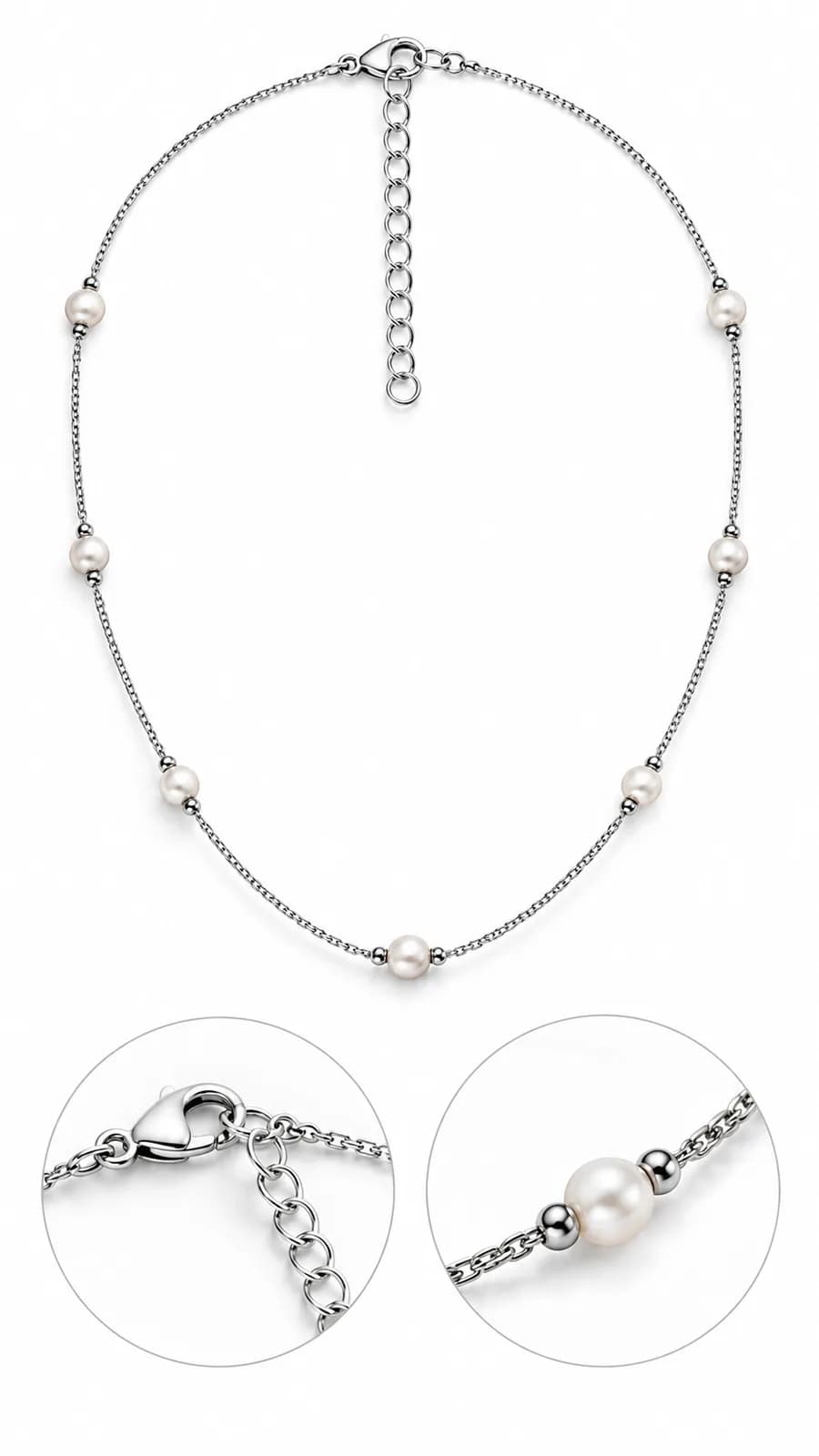 Silver Pearl Beaded chain