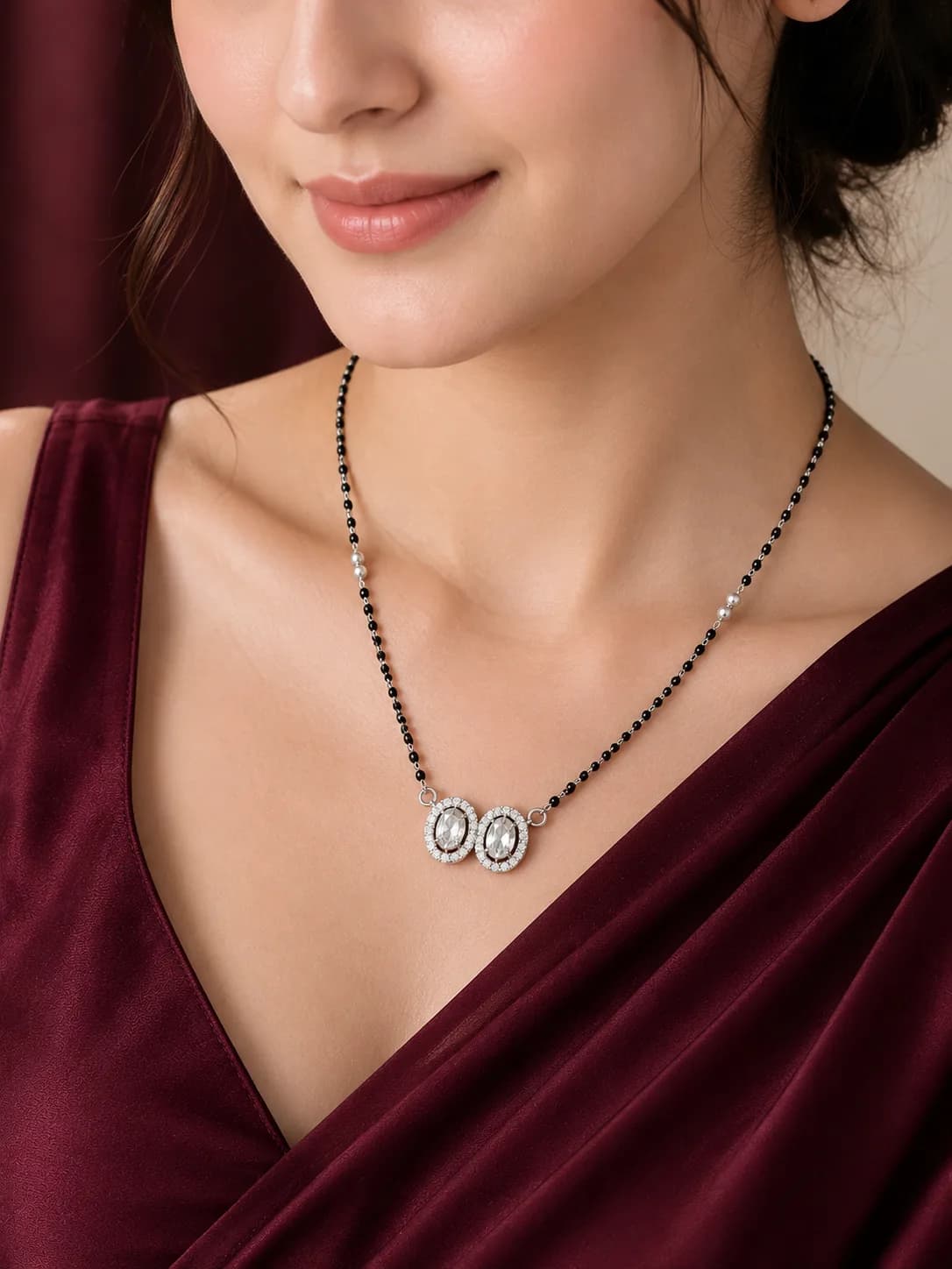 Twin Oval 925 Sterling Silver Mangalsutra