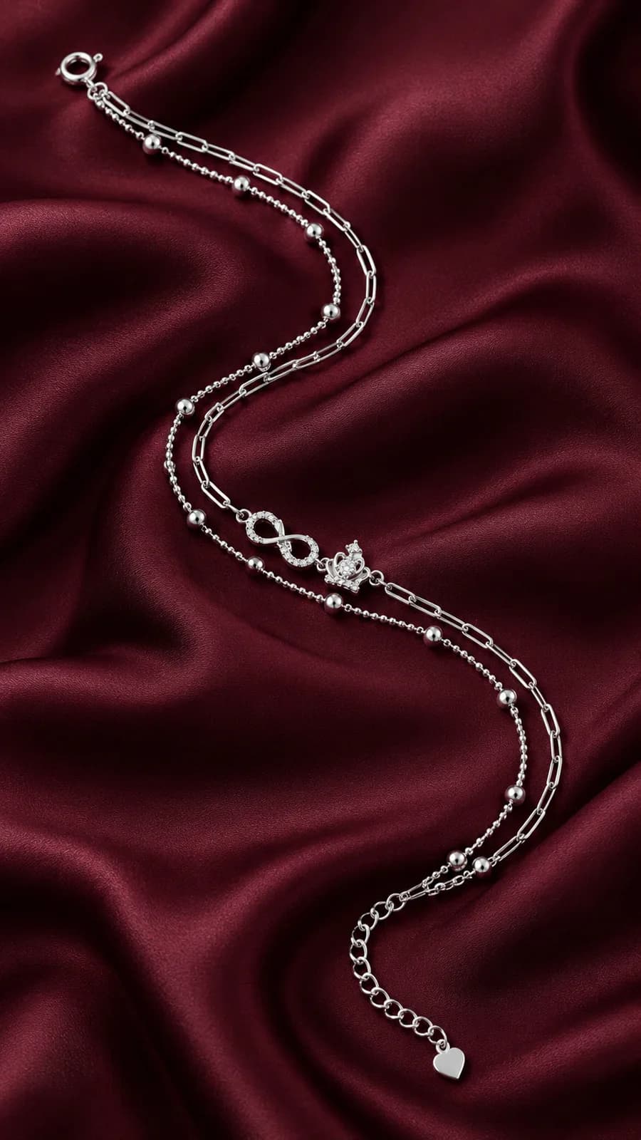 Silver Infinity Crown Anklet