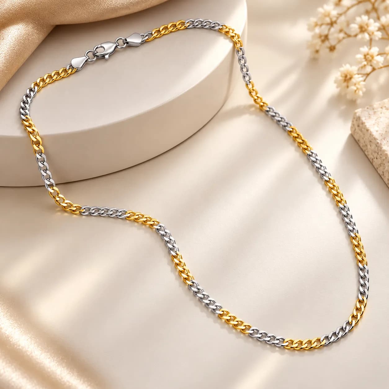 Silver Two Tone Link Chain