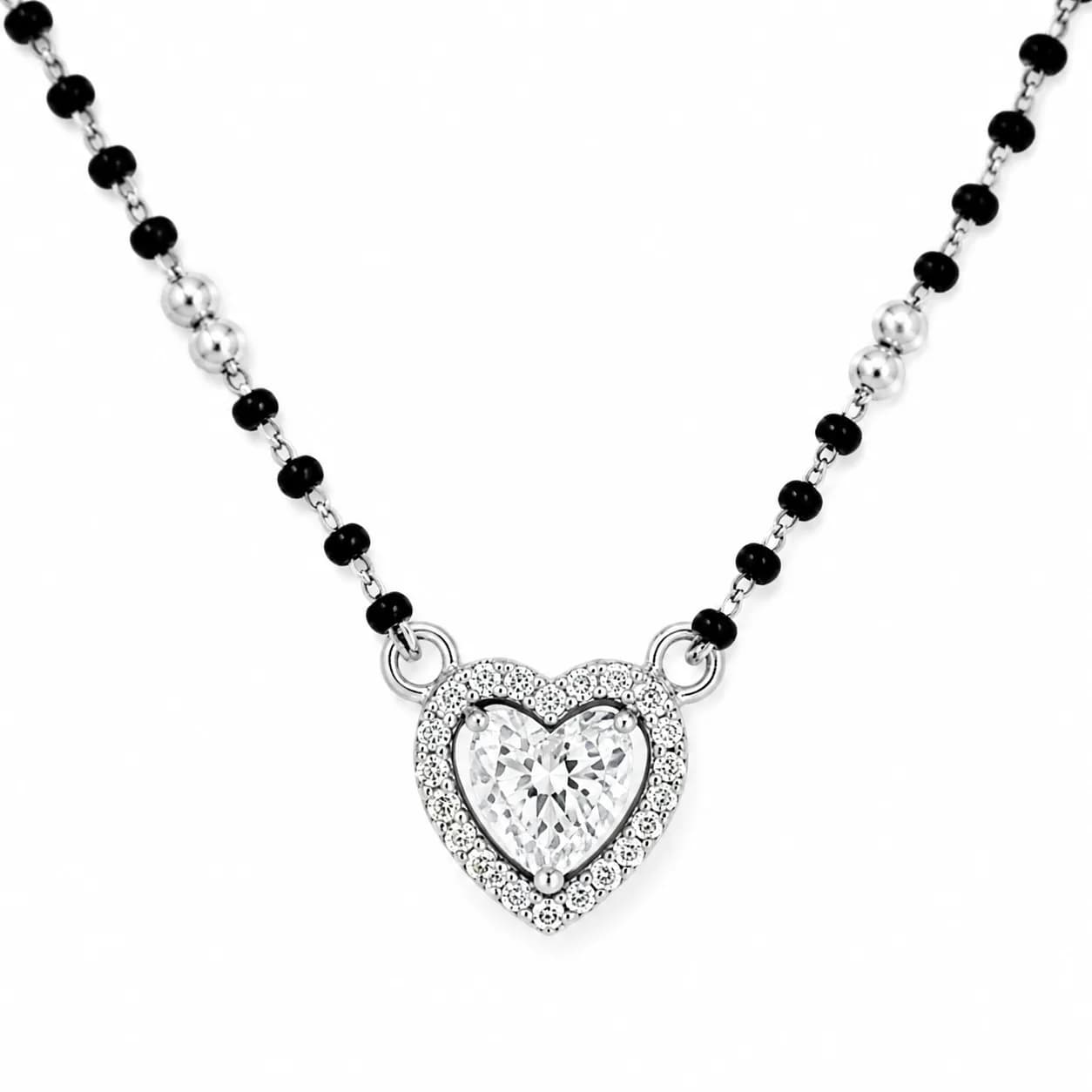 Heart Halo 925 Sterling Silver Mangalsutra