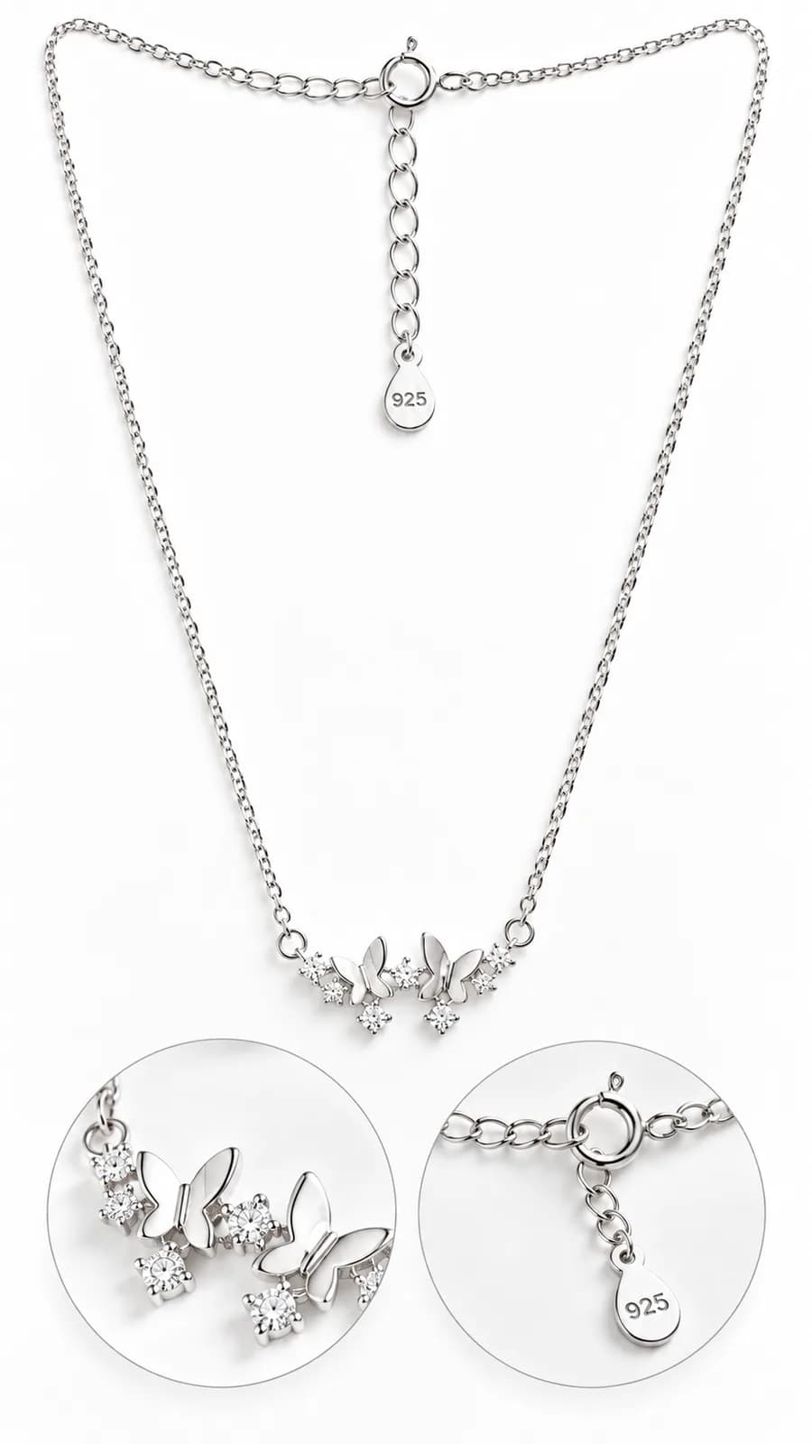 Silver Butterfly Crystal pendant chain
