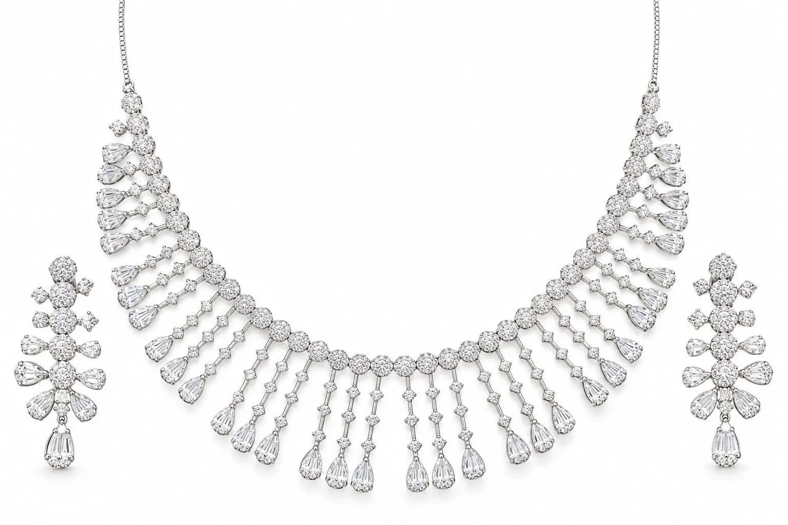 Radiant Teardrop Silver Jewelry Set