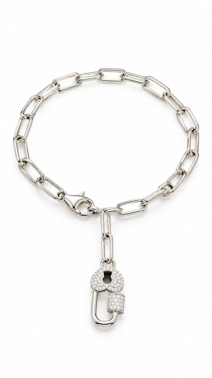 Silver Lock Charm Bracelet