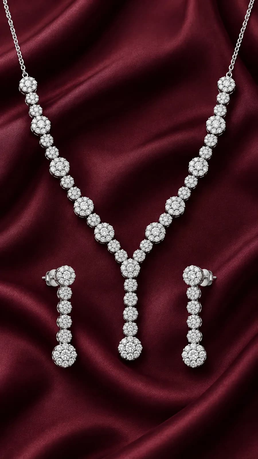 Floral Drop Silver Jewelry Set
