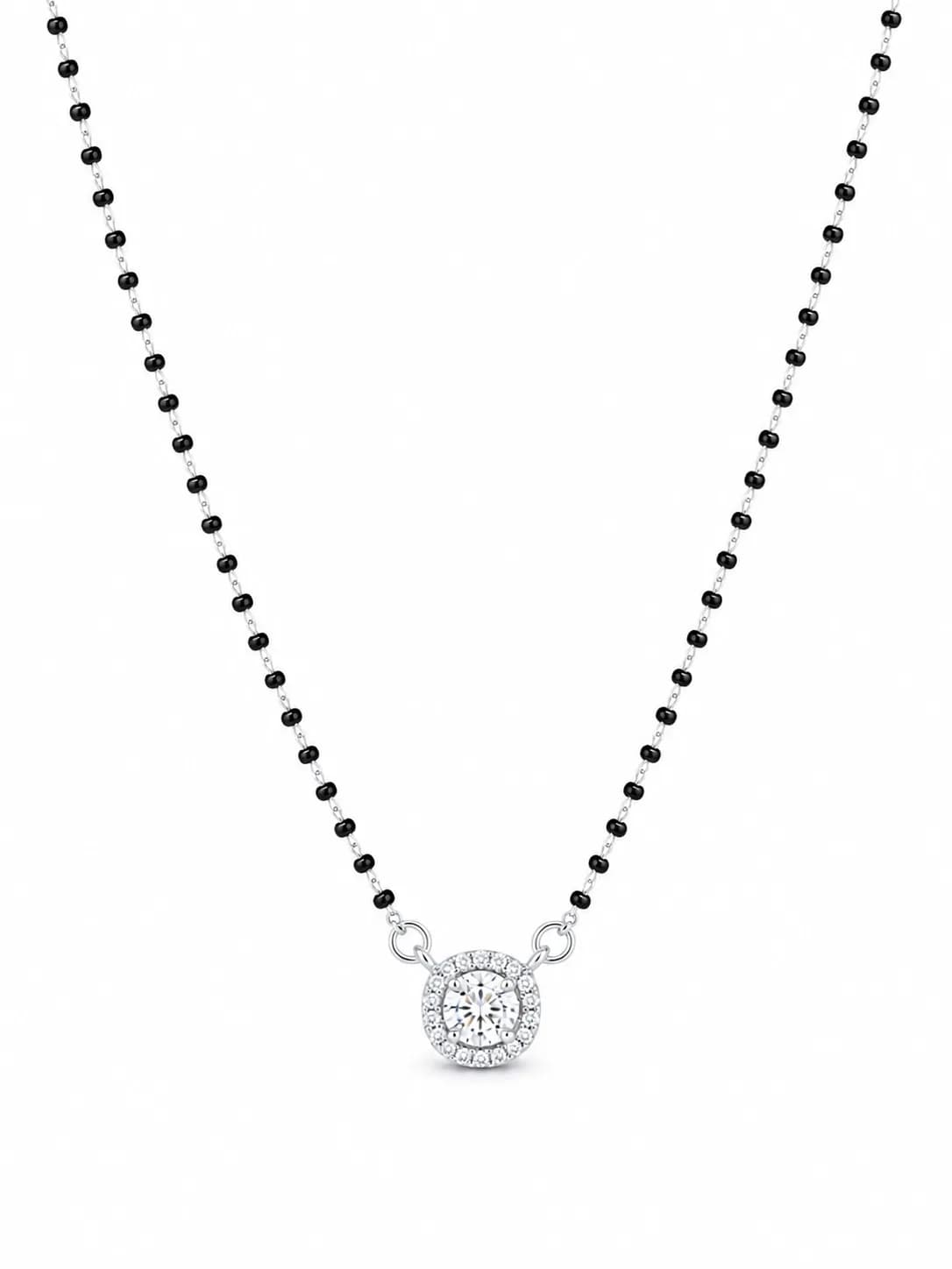 Classic Floral Halo 925 Sterling Silver Mangalsutra