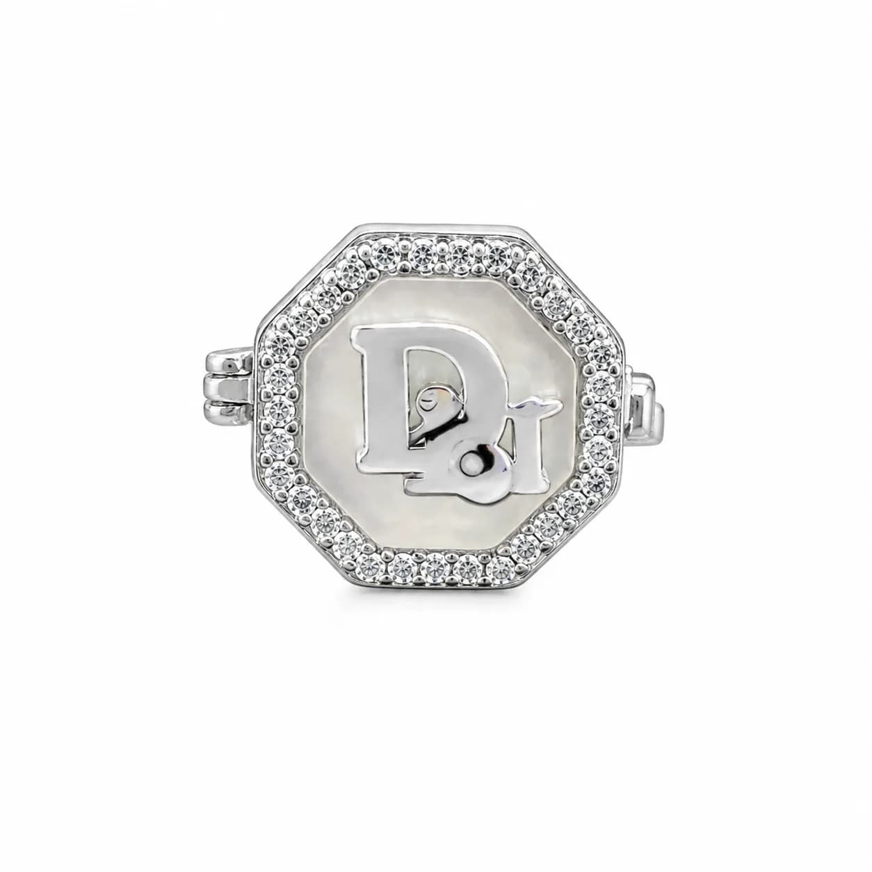 Silver Octagon Monogram Button