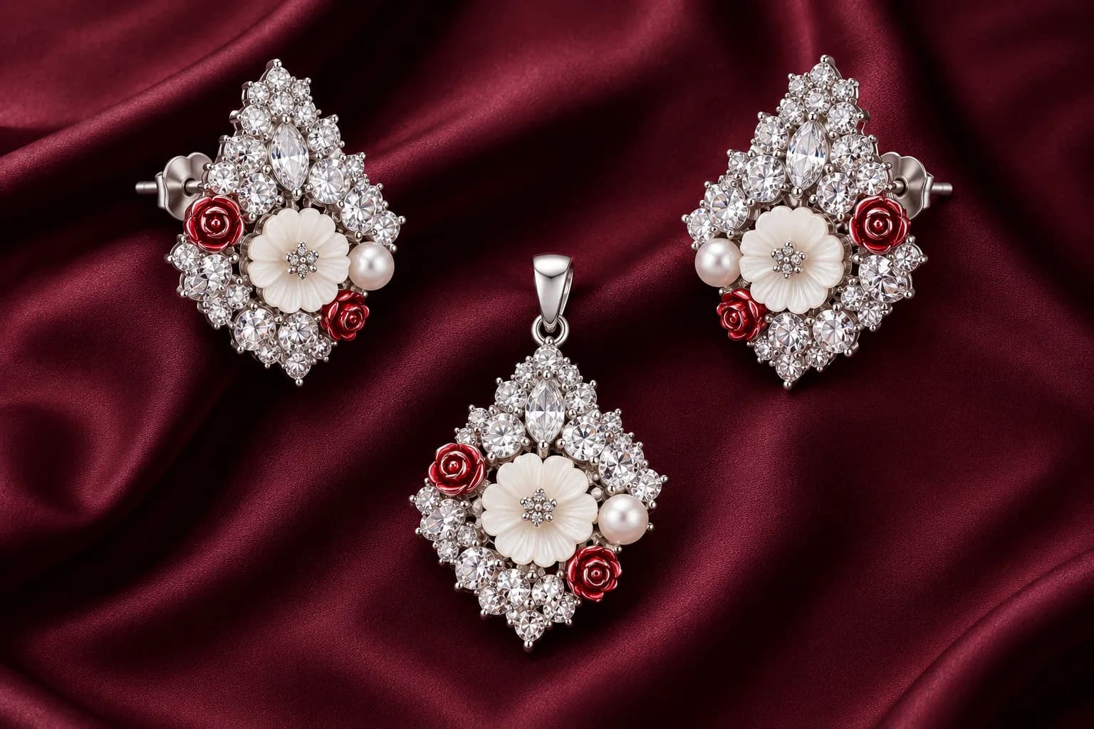 Silver Crimson Bloom Set
