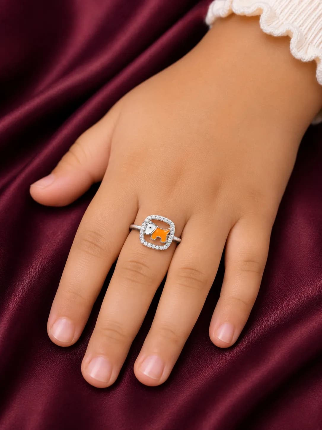 Cute Orange Puppy Kids Ring