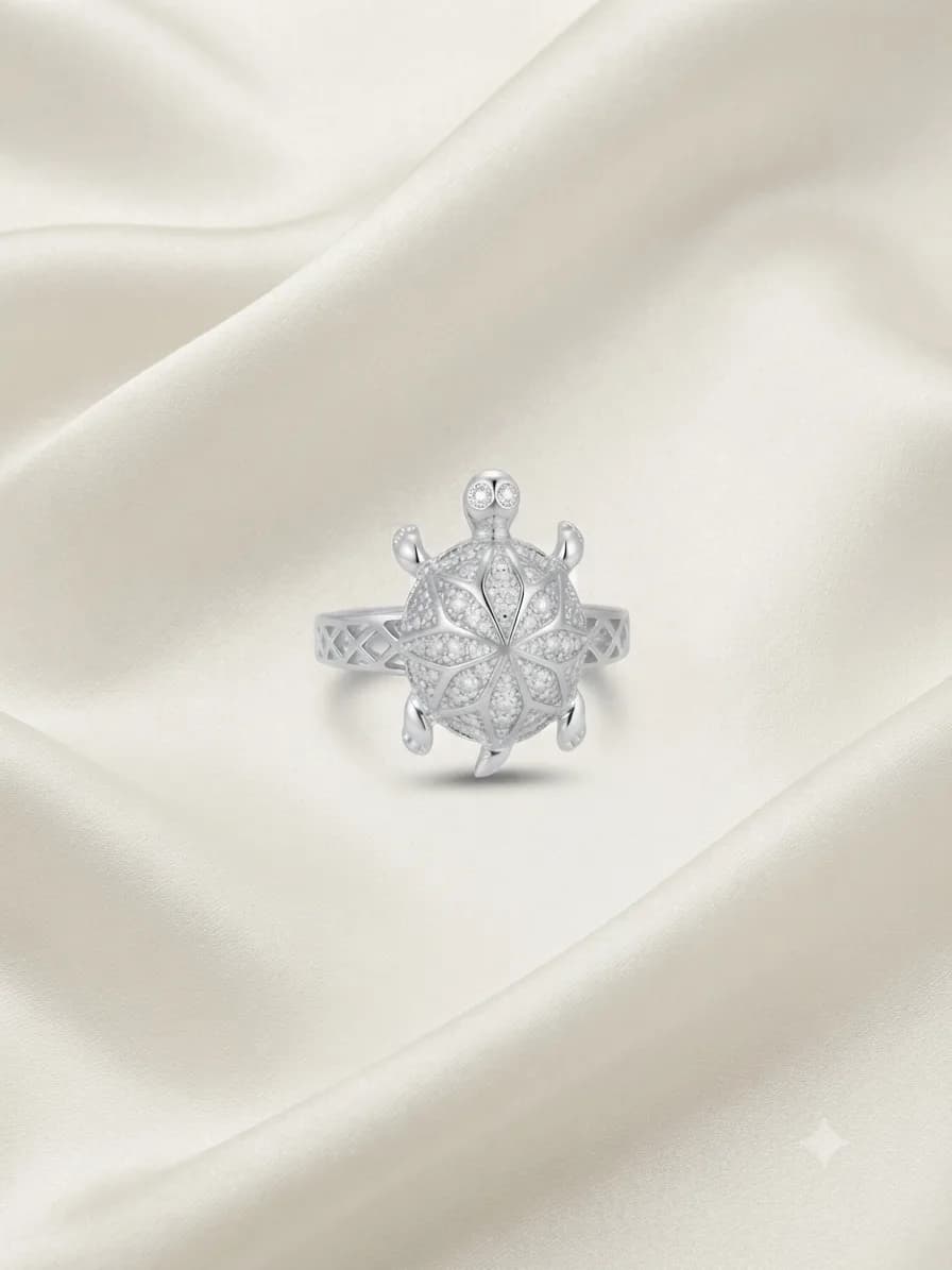 Silver Starburst Turtle Ring