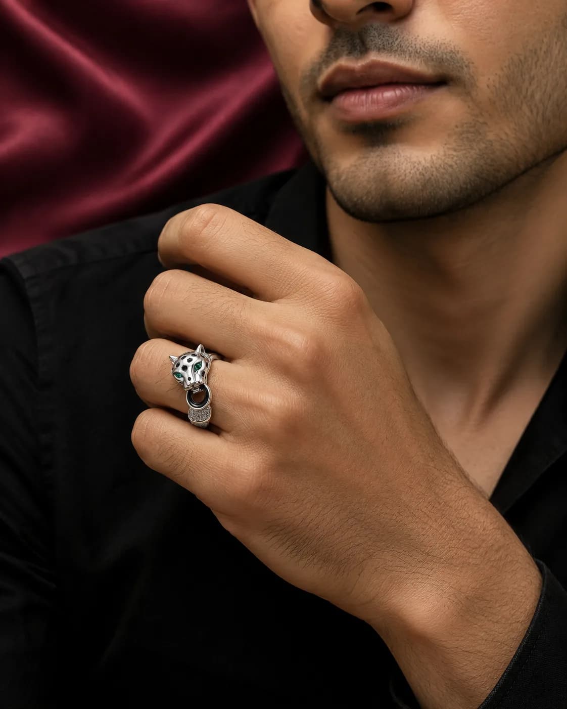 Bold Panther Motif Designer Ring