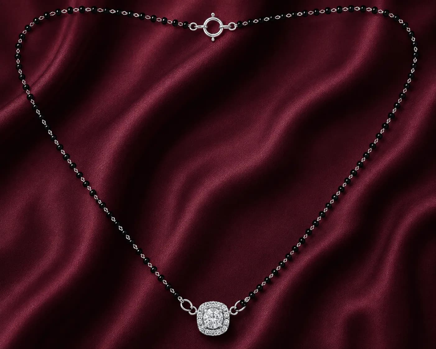 Classic Floral Halo 925 Sterling Silver Mangalsutra