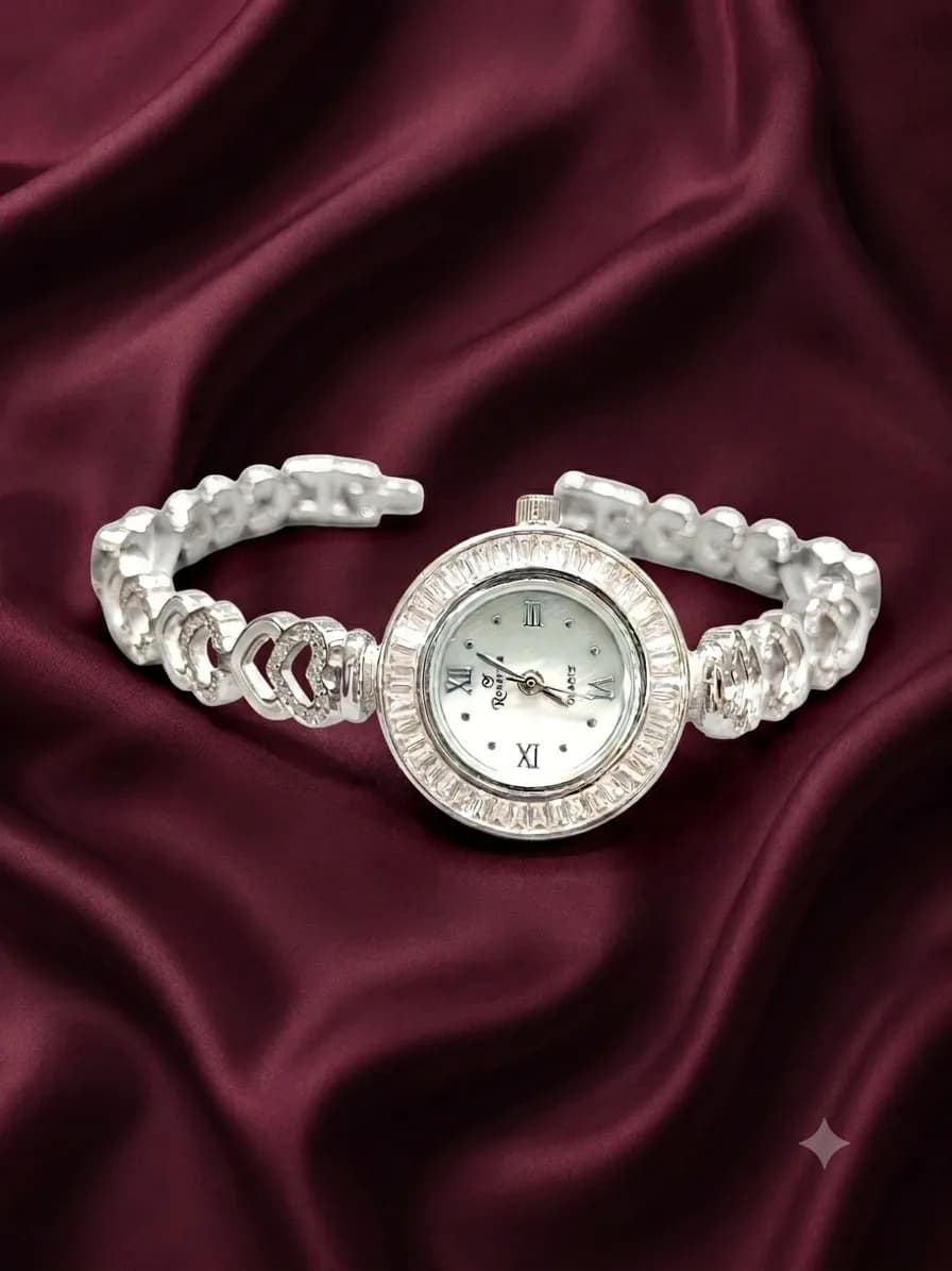 Silver Heart Bracelet Watch