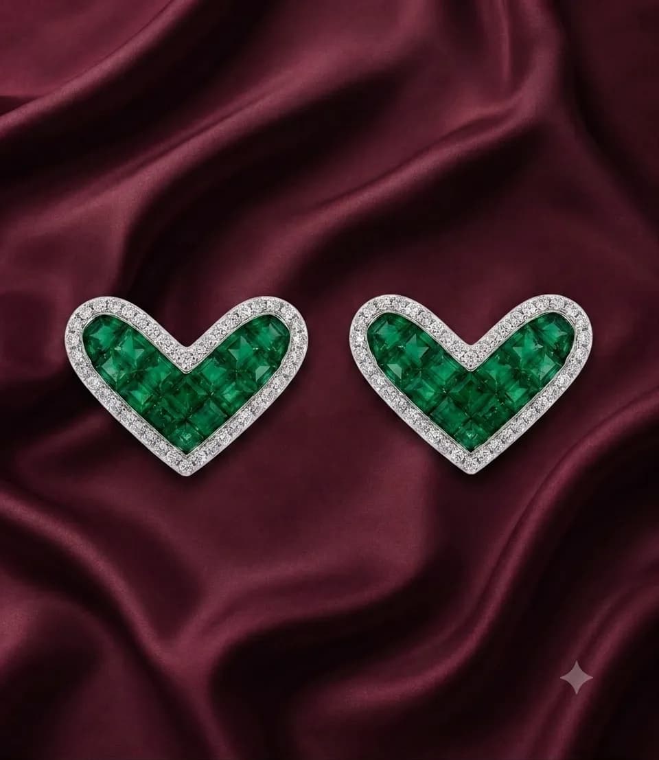 Emerald V Stud Earrings