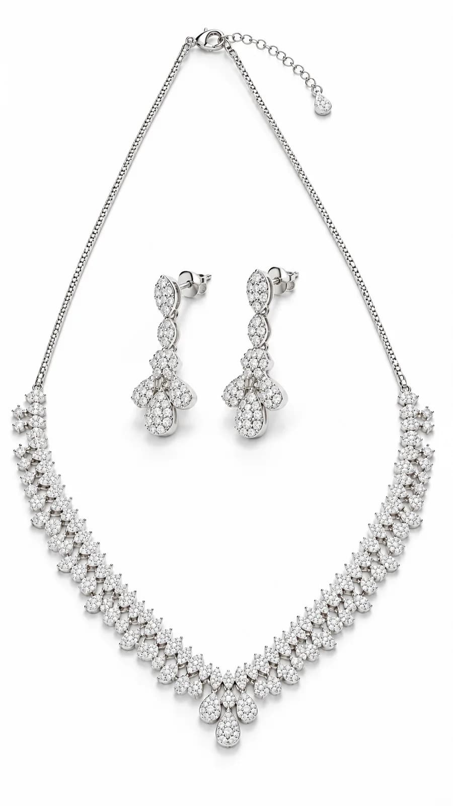 Lustrous Leaf Cascade Necklace Set