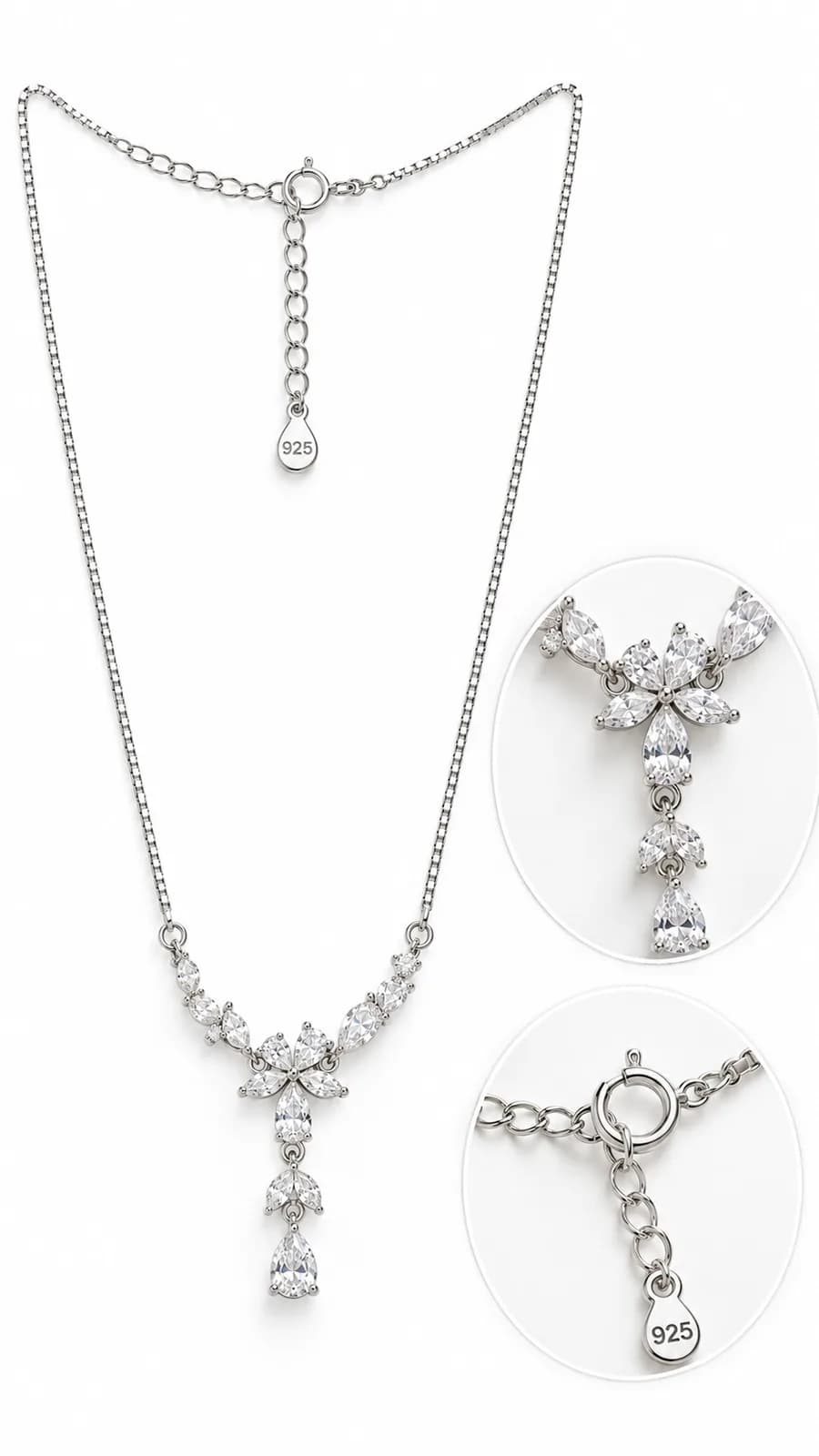 Silver Floral Cascade Pendant chain